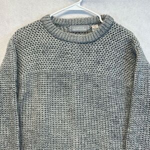 LOFT & BROWNSTONE Sweater Women's Large Gray Crew Neck Pullover Knit Wool Blend